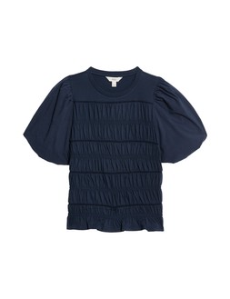M&S Pure Cotton Jersey Smocked Puff Sleeve Top £35