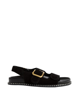 M&S SVLYIA SUEDE FOOTBED SANDAL BLACK £55 (1)