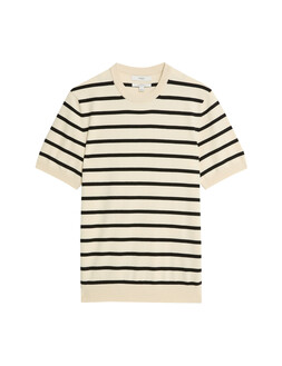 M&S Collection Cotton Rich Striped Knitted T-Shirt £20