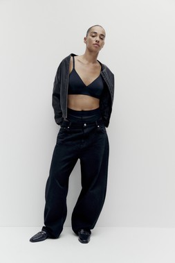 M&S Collection Flexifit Lace Wired Push-Up Bra A-E £22, Body by M&S 3pk Flexifit Lace Thongs £16, M&S Collection Lyocell Blend Wide Palazzo Leg Jeans £45 (1)